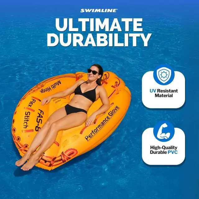 Alt view image 6 of 7 - Giant Inflatable Baseball Glove Pool Float , Brown, 62"/50"/16"