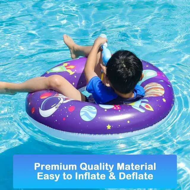 Alt view image 3 of 6 - 2 Pack Pool Floats with 2 Water Guns Kids and 1 Beach Ball, Inflatable Pool Swim Tubes, Pool Floaties Toys Inner Tube with Squirt Guns for Kids Ages 8-12, Beach Swimming Party Toys