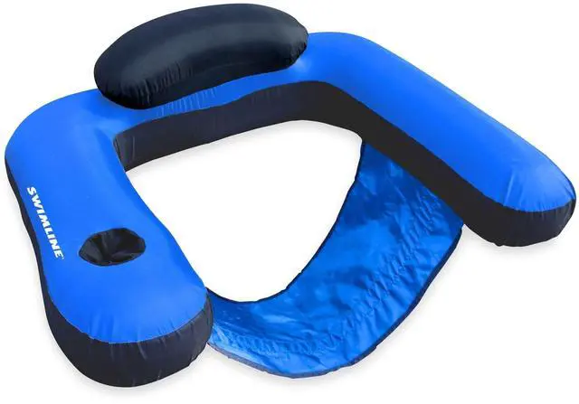 Main image of ORIGINAL Fabric Covered U-Seat Inflatable Pool Lounger | With Comfortable Sling Seat, Back Rest, and Built In Cup Holder | For Pool, Beach, Lake, and More