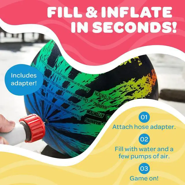 Alt view image 4 of 7 - Durable Fillable Pool Toy for Underwater Games - Football, Basketball & Rugby - Perfect for Water Parties - Fun for Adults & Kids Alike - Ages 6+, 6.5" Multicolor