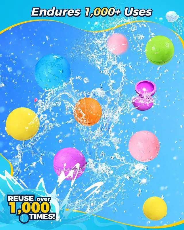 Alt view image 2 of 7 - Reusable Water Balloons 12PCS - Summer Water Toys for Pool Beach & Outdoor, Self-Sealing Refillable Water Bombs for Kids Ages 3-14, Magnetic Splash Balls for Kids Fun Games & Activities