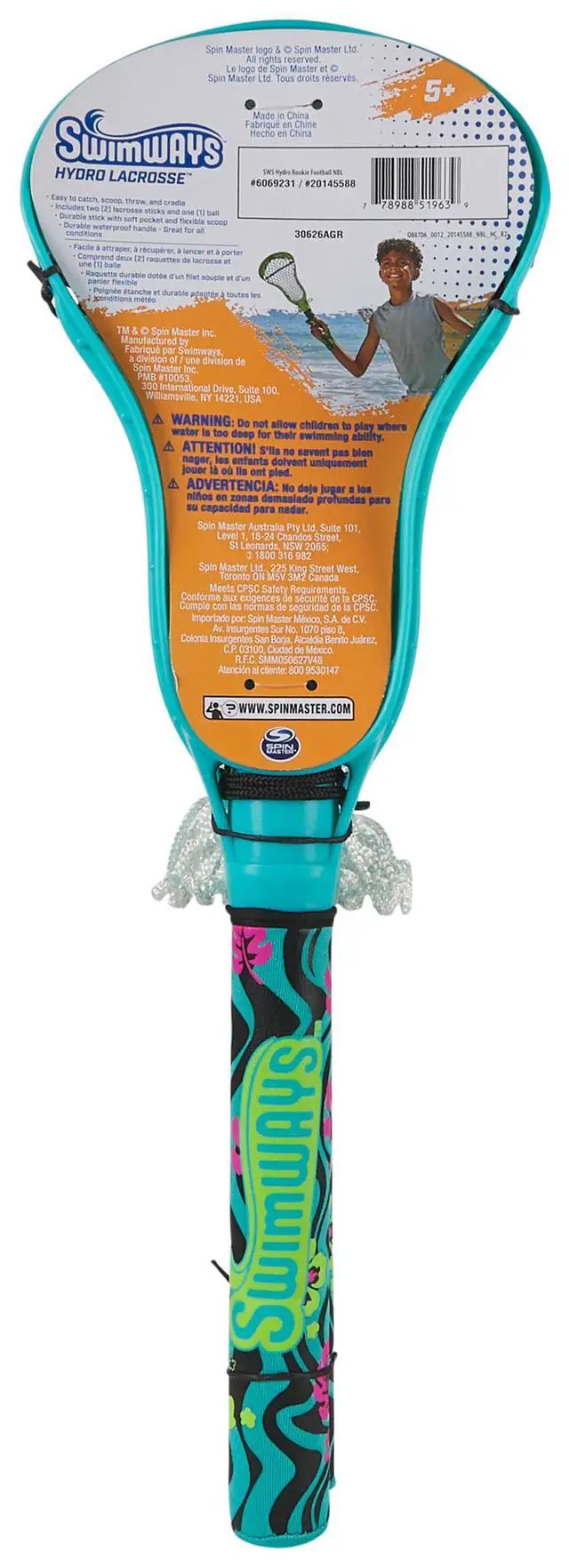 Alt view image 6 of 7 - Hydro Lacrosse, Waterproof Lacrosse Set, Outdoor Games for Adults and Kids, Sports Equipment, Pool Party Games and Toys, Blue