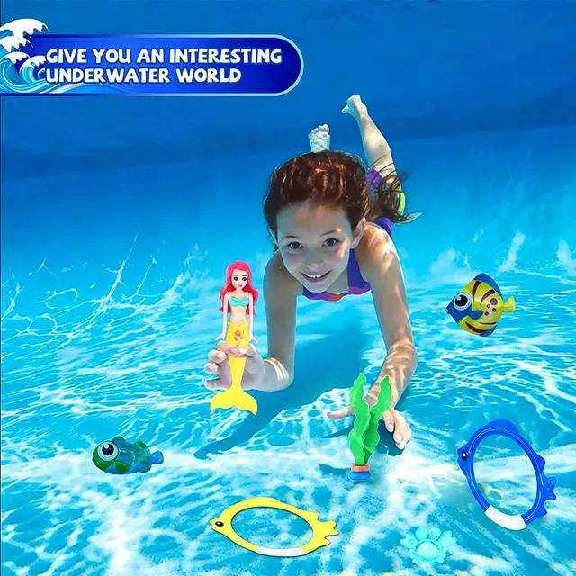 Alt view image 2 of 5 - 18 Pcs Diving Pool Toys for Kids Ages 3-12 Set with Storage Bag,Pool Games Summer Swim Water Sinking Mermaid Toys