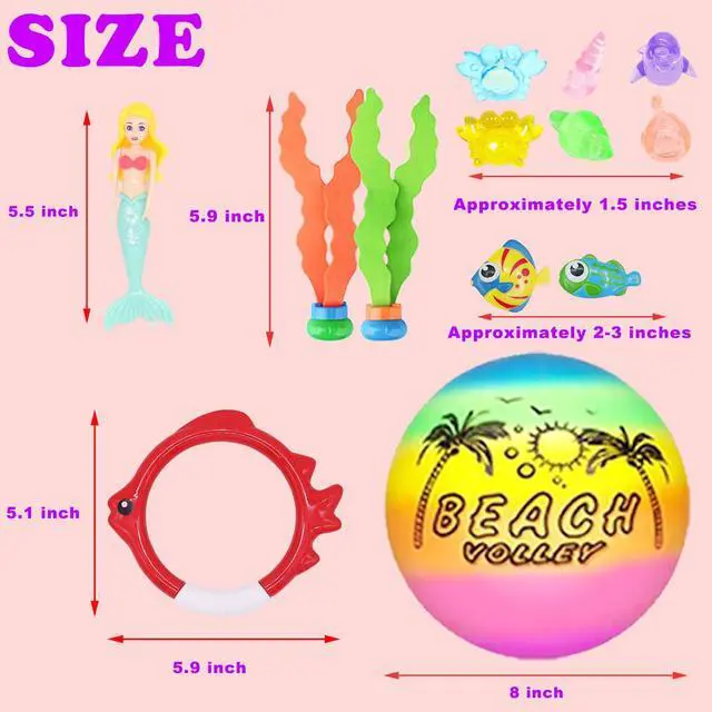 Alt view image 4 of 5 - 18 Pcs Diving Pool Toys for Kids Ages 3-12 Set with Storage Bag,Pool Games Summer Swim Water Sinking Mermaid Toys