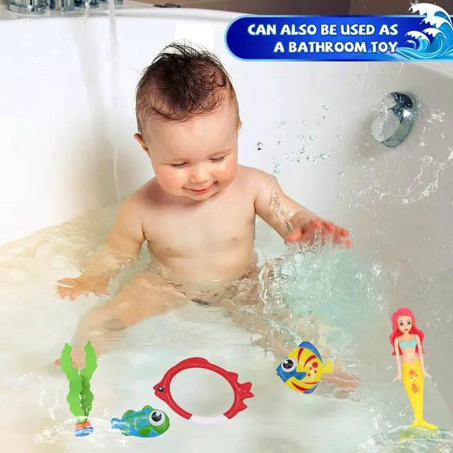 Alt view image 5 of 5 - 18 Pcs Diving Pool Toys for Kids Ages 3-12 Set with Storage Bag,Pool Games Summer Swim Water Sinking Mermaid Toys