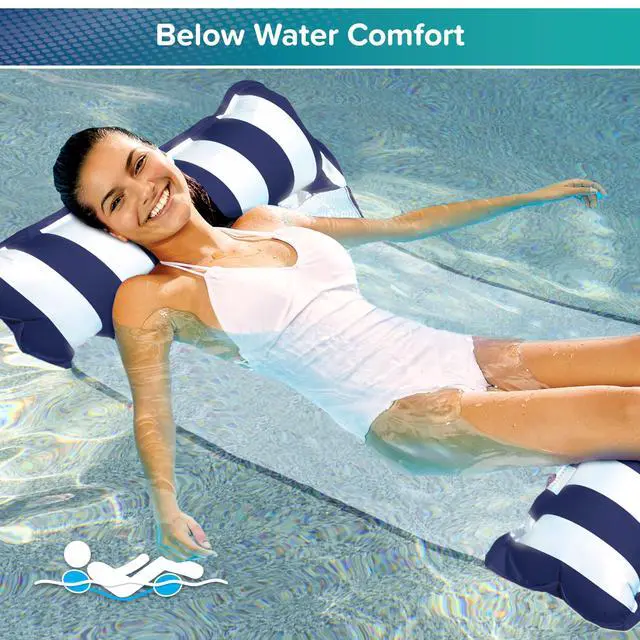 Alt view image 3 of 6 - Original 4-in-1 Monterey Hammock Pool Float & Water Hammock Multi-Purpose, Inflatable Pool Floats for Adults Patented Thick, Non-Stick PVC Material Navy