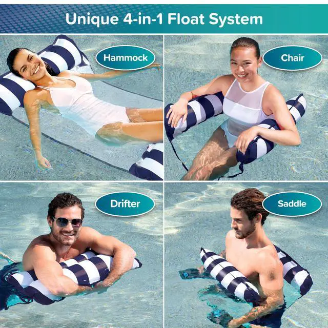 Alt view image 2 of 6 - Original 4-in-1 Monterey Hammock Pool Float & Water Hammock Multi-Purpose, Inflatable Pool Floats for Adults Patented Thick, Non-Stick PVC Material Navy