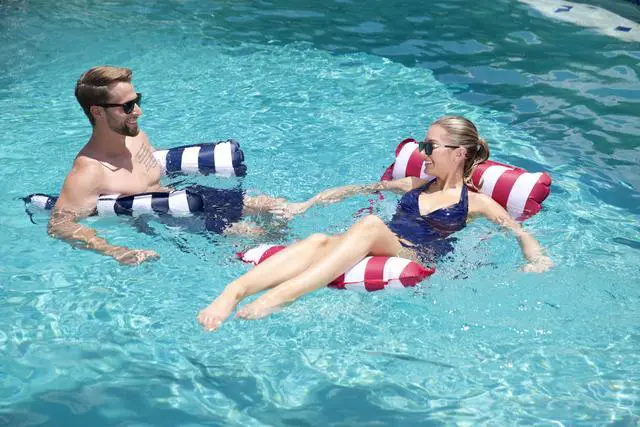 Alt view image 6 of 6 - Original 4-in-1 Monterey Hammock Pool Float & Water Hammock Multi-Purpose, Inflatable Pool Floats for Adults Patented Thick, Non-Stick PVC Material Navy