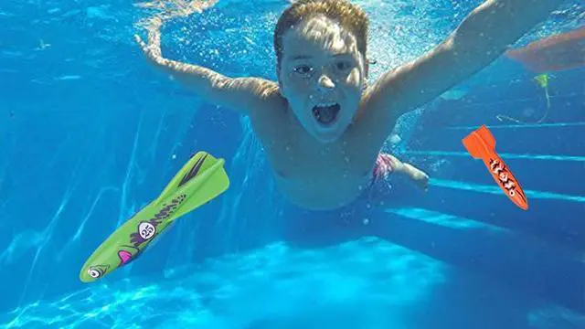 Alt view image 4 of 7 - Diving Pool Toy Underwater Swimming Throwing Diving Torpedo Shark,4 Pack