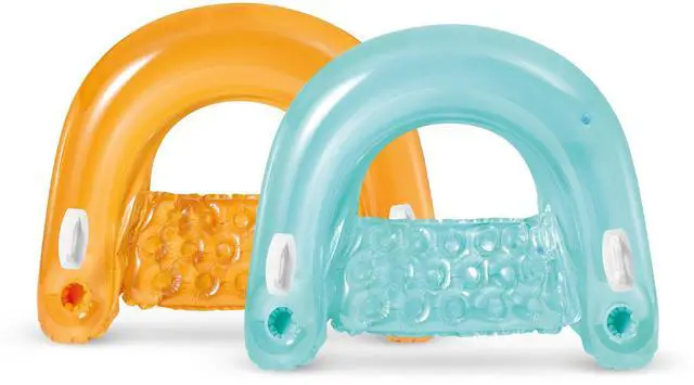 Main image of Float Inflatable Pool Float: Pool Lounge with Built-in Cup Holders Heavy-Duty Handles 220lb Weight Capacity 58" x 39" Colors May Vary