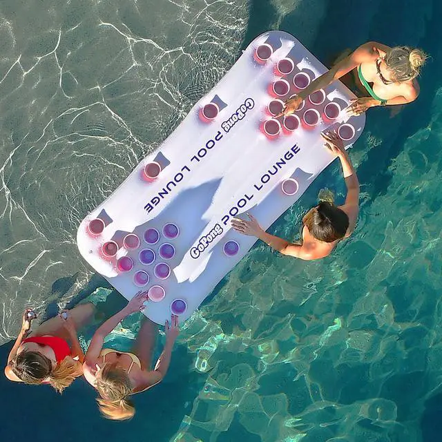 Alt view image 3 of 7 - Pool Lounge Beer Pong Inflatable with Social Floating, White