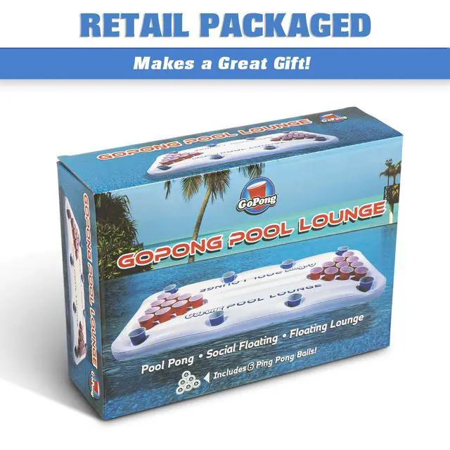 Alt view image 6 of 7 - Pool Lounge Beer Pong Inflatable with Social Floating, White