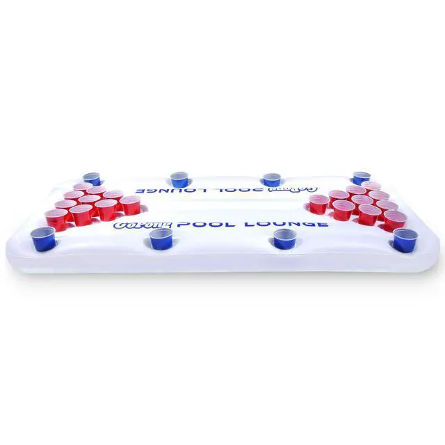 Alt view image 7 of 7 - Pool Lounge Beer Pong Inflatable with Social Floating, White