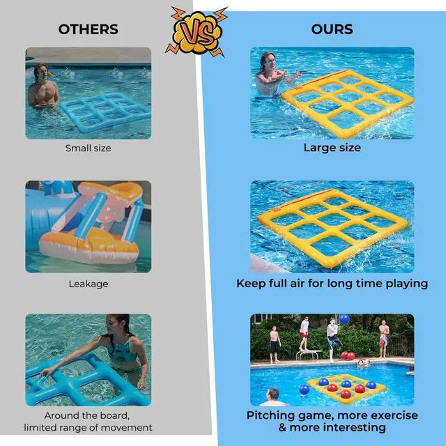 Alt view image 4 of 7 - Pool Toys Games Set- Tic-Tac-Toe Inflatable Pool Toy with 10 Balls - for Adults Teens Kids 2-10 Players