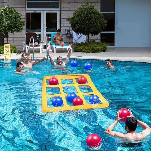 Alt view image 3 of 7 - Pool Toys Games Set- Tic-Tac-Toe Inflatable Pool Toy with 10 Balls - for Adults Teens Kids 2-10 Players