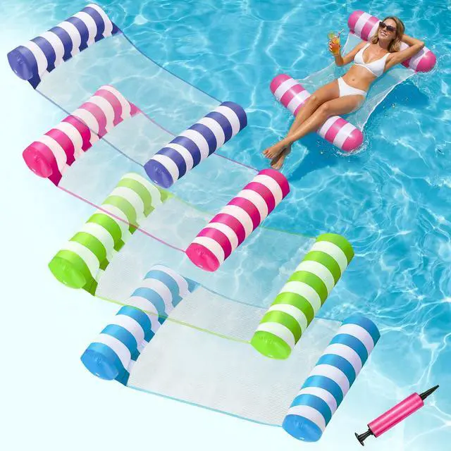 Main image of 4 Pack Inflatable Pool Floats, 4-in-1 Water Hammock, Pool Floats Adult Size for Swimming Pool Party Summer Lake Water Fun
