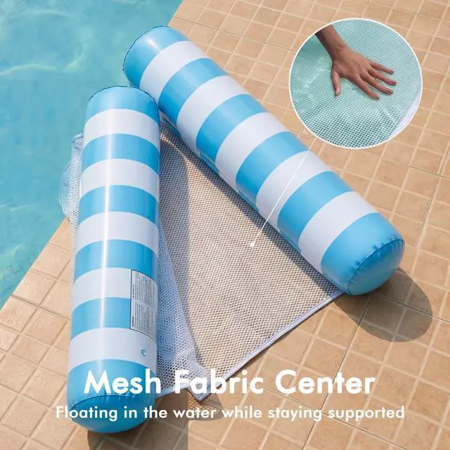 Alt view image 6 of 7 - 4 Pack Inflatable Pool Floats, 4-in-1 Water Hammock, Pool Floats Adult Size for Swimming Pool Party Summer Lake Water Fun