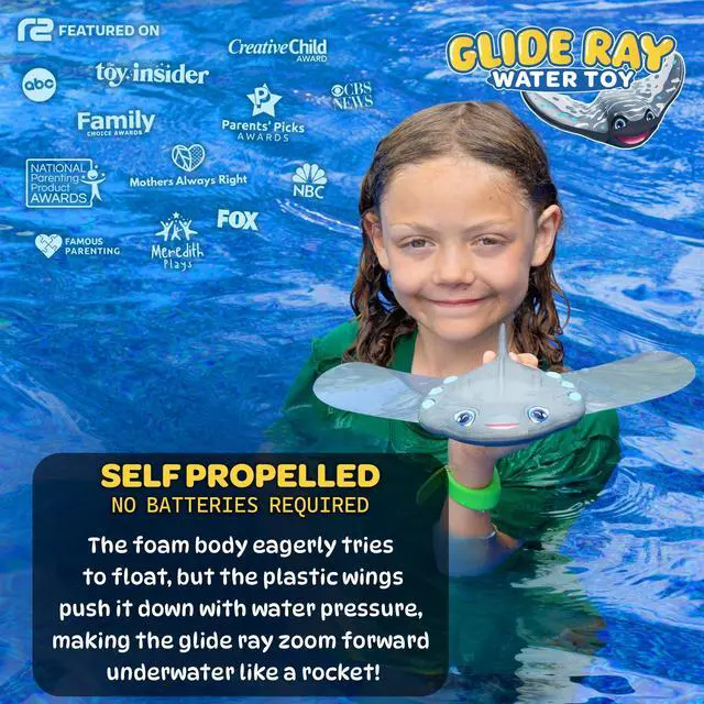 Alt view image 2 of 7 - Swimming Pool Toys for Kids: Stingray Pool Torpedo Swim Toy - Self Propelled Water Toy Glides Underwater - Best Water Games & Outdoor Gifts for Boys & Girls - Diving Toys For Kids Ages 5 6 7 8 9 10 +