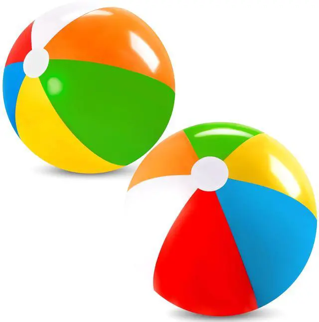 Main image of 2-Pack 20" Beach Balls - Pool Toys Large Inflatable Beach Ball Swimming Pool Water Games, Classic Rainbow Color Beachball Luau Birthday Decorations Party Supplies Party Favors Gifts