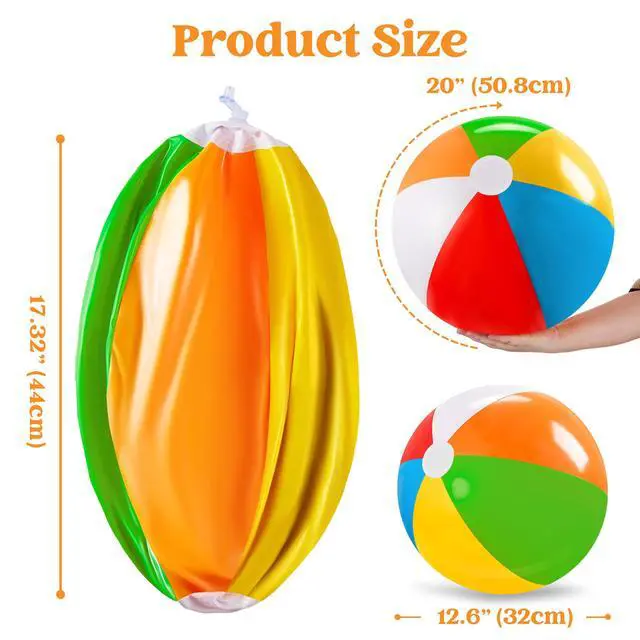 Alt view image 5 of 7 - 2-Pack 20" Beach Balls - Pool Toys Large Inflatable Beach Ball Swimming Pool Water Games, Classic Rainbow Color Beachball Luau Birthday Decorations Party Supplies Party Favors Gifts
