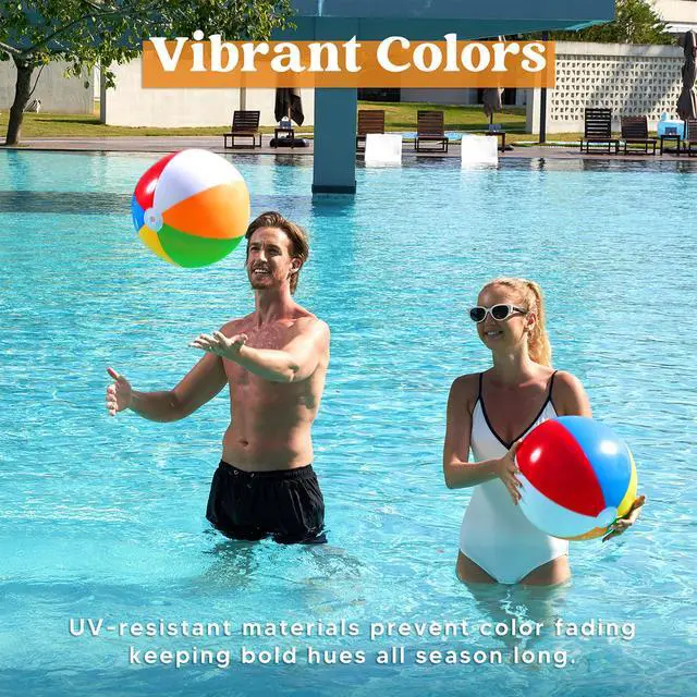 Alt view image 3 of 7 - 2-Pack 20" Beach Balls - Pool Toys Large Inflatable Beach Ball Swimming Pool Water Games, Classic Rainbow Color Beachball Luau Birthday Decorations Party Supplies Party Favors Gifts