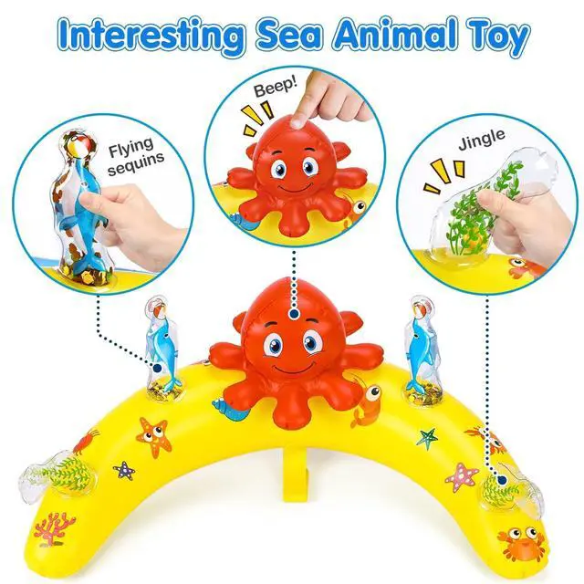 Alt view image 2 of 7 - Baby Pool Float with Canopy UPF50+ Sun Protection, Inflatable Kids Pool Floats with Ocean Animal Toys for Babies 6-36 Months, Infant Swimming Float with Adjustable Safety Seat for Boys Girls