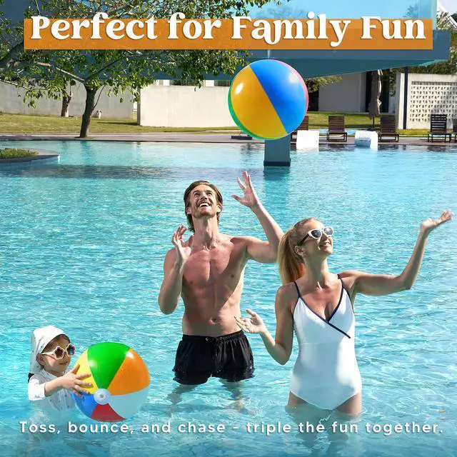 Alt view image 7 of 7 - 2-Pack 20" Beach Balls - Pool Toys Large Inflatable Beach Ball Swimming Pool Water Games, Classic Rainbow Color Beachball Luau Birthday Decorations Party Supplies Party Favors Gifts