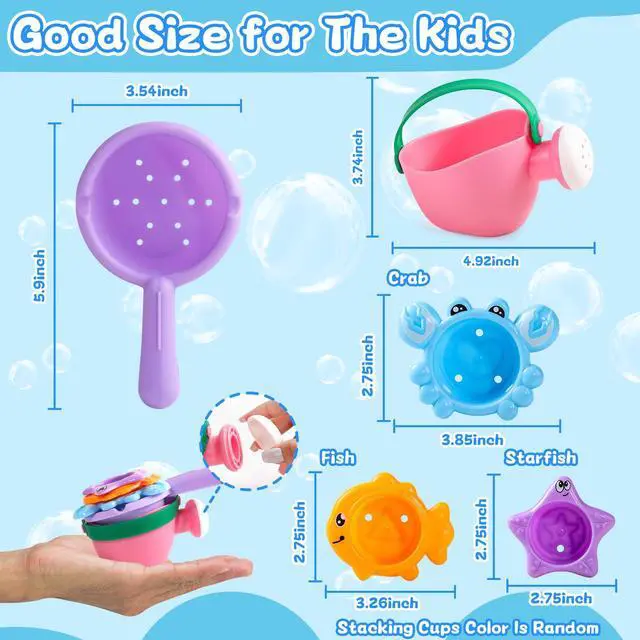 Alt view image 3 of 7 - Baby Bath Toys for Kids Ages 1-3 Toddler Bath Toys Mold Free for 2-4 Bathtub Sand Beach Pool Water Toys for 1+ Year Old Girl Gifts 5 PCS (Color Random)
