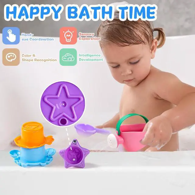 Alt view image 2 of 7 - Baby Bath Toys for Kids Ages 1-3 Toddler Bath Toys Mold Free for 2-4 Bathtub Sand Beach Pool Water Toys for 1+ Year Old Girl Gifts 5 PCS (Color Random)