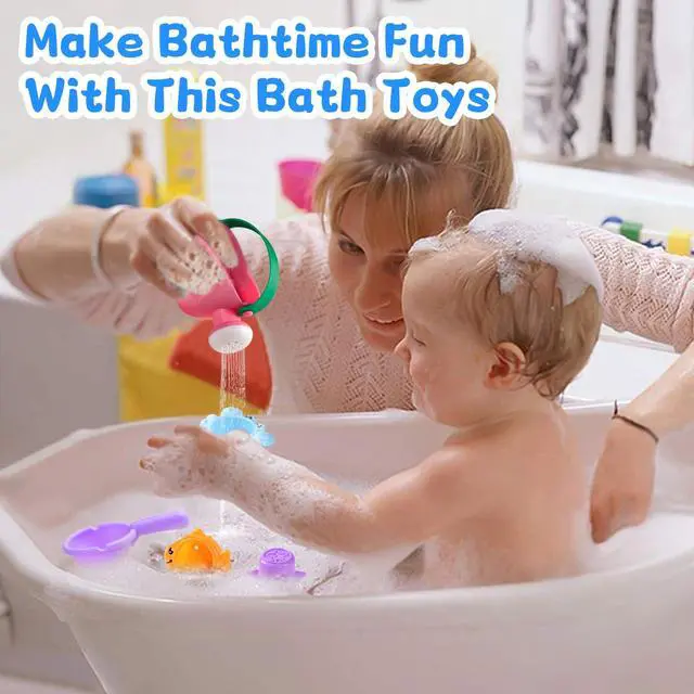Alt view image 5 of 7 - Baby Bath Toys for Kids Ages 1-3 Toddler Bath Toys Mold Free for 2-4 Bathtub Sand Beach Pool Water Toys for 1+ Year Old Girl Gifts 5 PCS (Color Random)