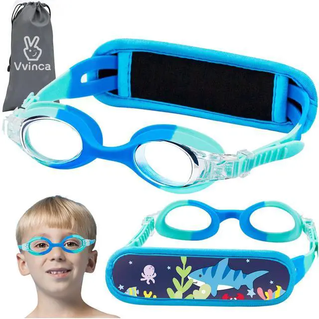 Main image of Kids Swim Goggles for Ages 28, Fabric Strap No Hair Pulling, Anti-Fog & Leak-Resistant for Pool & Swim Lessons