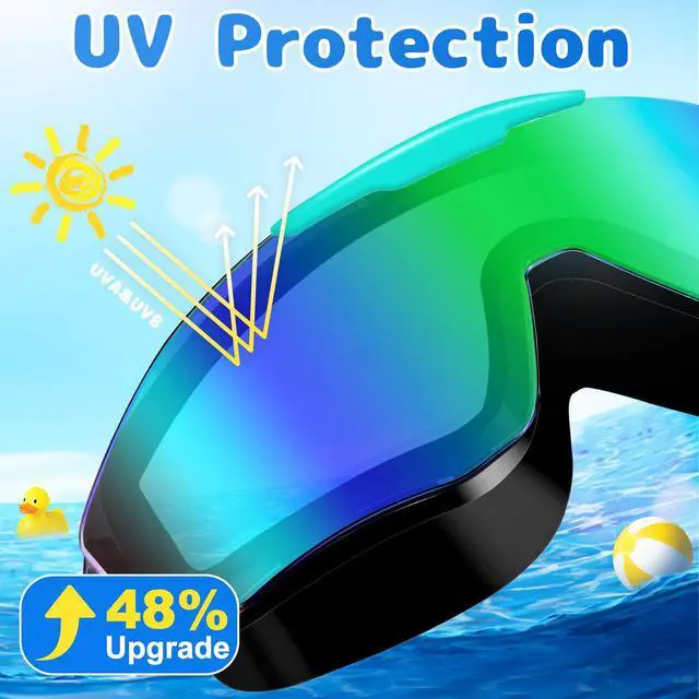 Alt view image 5 of 6 - 2 Pack Kids Swim Goggles Frame Less Design Anti-fog UV Protection Clear Wide Vision No Leak, Water Pool Swimming Goggles for kids 6-14 8-14 8-12 Youth Children Boys Girls