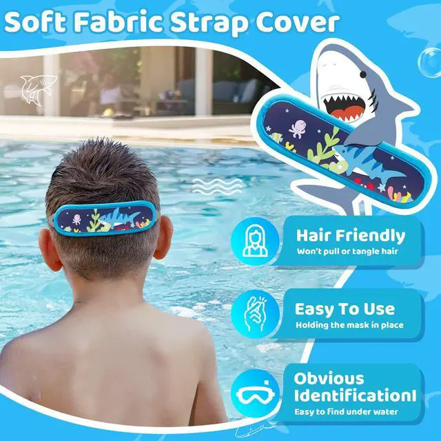 Alt view image 4 of 7 - Kids Swim Goggles for Ages 28, Fabric Strap No Hair Pulling, Anti-Fog & Leak-Resistant for Pool & Swim Lessons