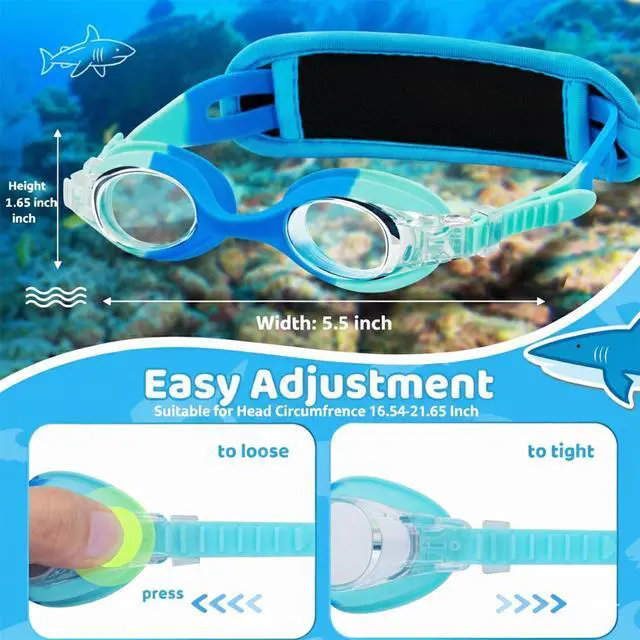 Alt view image 6 of 7 - Kids Swim Goggles for Ages 28, Fabric Strap No Hair Pulling, Anti-Fog & Leak-Resistant for Pool & Swim Lessons