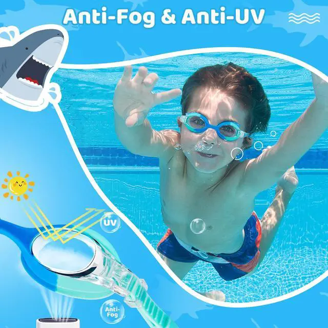 Alt view image 3 of 7 - Kids Swim Goggles for Ages 28, Fabric Strap No Hair Pulling, Anti-Fog & Leak-Resistant for Pool & Swim Lessons