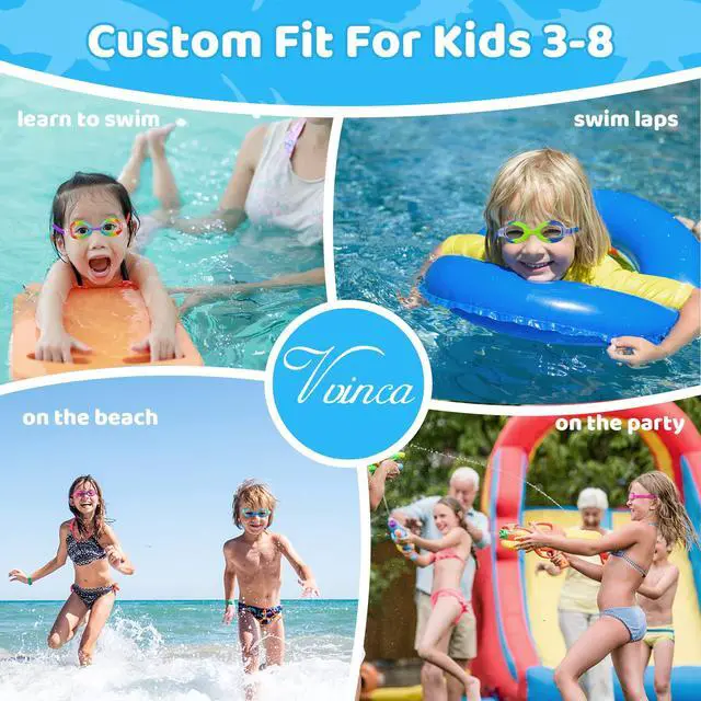 Alt view image 7 of 7 - Kids Swim Goggles for Ages 28, Fabric Strap No Hair Pulling, Anti-Fog & Leak-Resistant for Pool & Swim Lessons