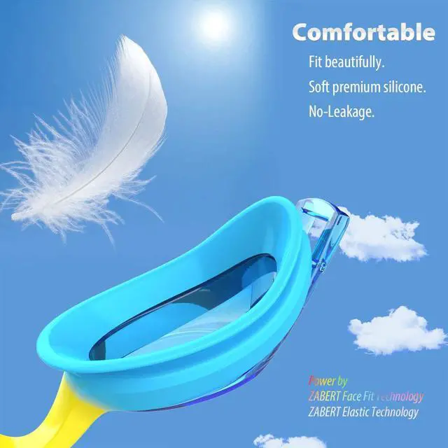 Alt view image 2 of 6 - Swimming Goggles for Kids Toddler Youth Girls Boys Junior Jr Childrens Child Little Age 3 4 5 6 7 8 9 10 Years Anti Fog Blue Yellow Green Pink Clear, 3 Pack