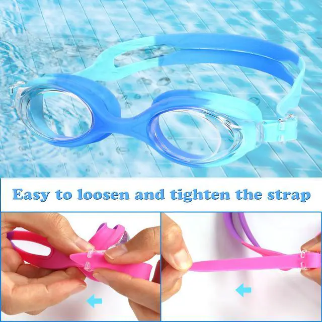 Alt view image 7 of 7 - Kids Swim Goggles - 2 Pack Swimming Goggles Anti Fog Anti-UV No Leaking For Children Teens Boys & Girls Age 3-15 (Purple & Blue)