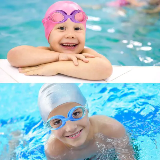 Alt view image 2 of 7 - Kids Swim Goggles - 2 Pack Swimming Goggles Anti Fog Anti-UV No Leaking For Children Teens Boys & Girls Age 3-15 (Purple & Blue)