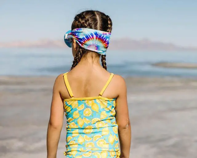 Alt view image 4 of 7 - Place KIDS SWIM GOGGLES with Fabric Strap - TIE DYE | Tangle-Free, Swimming Goggles for Kids, Comfy Fabric Strap Goggles - Tie Dye Goggles for Swimming