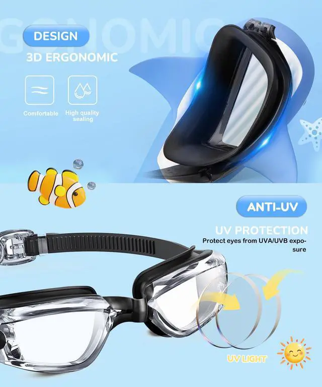 Alt view image 4 of 7 - Kids Goggles for 4-16, Kids Swimming Goggles Anti Fog No Leaking, 3 Pack Swim Goggles for Boys Girls Youth