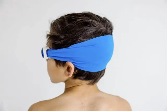 Alt view image 4 of 7 - KIDS SWIM GOGGLES with Fabric Strap - ROYAL | Tangle-Free, Swimming Goggles for Kids, Comfy Fabric Strap Goggles - Won't Pull Your Hair - Purple Goggles for Swimming