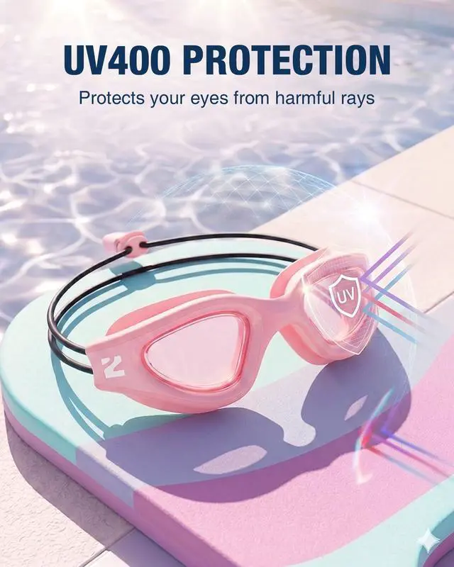 Alt view image 2 of 6 - Kids Swim Goggles with Bungee Strap, G1mini Go Crystal Lens Anti-Fog Comfortable Kids Goggles for Swimming Age 3-10