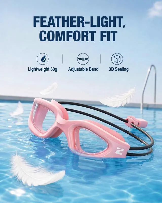Alt view image 4 of 6 - Kids Swim Goggles with Bungee Strap, G1mini Go Crystal Lens Anti-Fog Comfortable Kids Goggles for Swimming Age 3-10