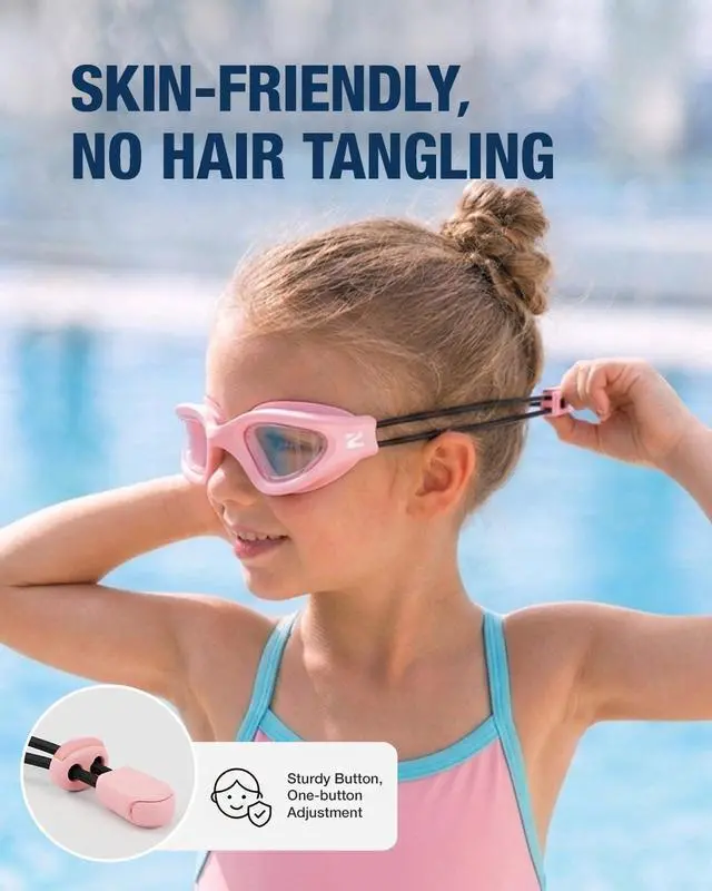 Alt view image 5 of 6 - Kids Swim Goggles with Bungee Strap, G1mini Go Crystal Lens Anti-Fog Comfortable Kids Goggles for Swimming Age 3-10