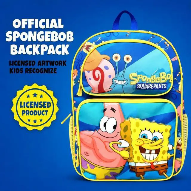 Alt view image 2 of 7 - Kid's Licensed 16" SpongeBob Cargo Backpack - Large School Backpack with Multiple Pockets