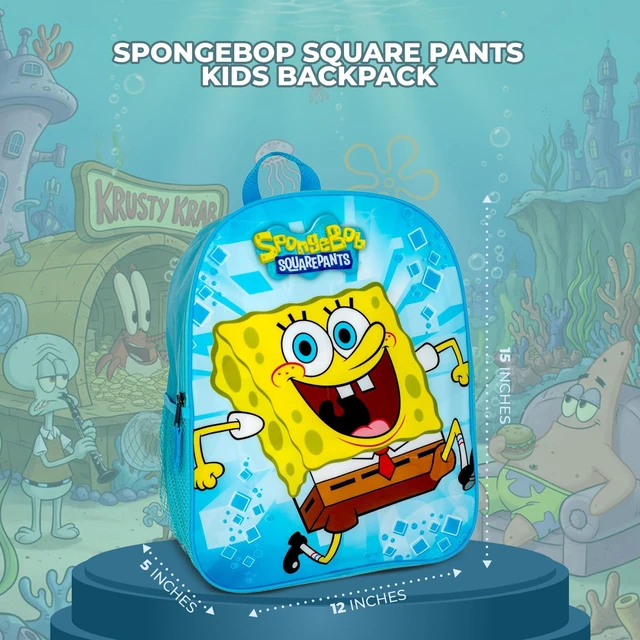 Alt view image 2 of 5 - Spongebop Square Pants Kids Backpack, 15" School Bag for Girls & Boys, Blue