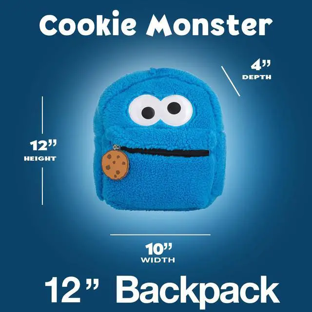 Alt view image 4 of 7 - Toddler Cookie Monster Backpack, Back to School Bookbag for Toddler, Plush Zippered Bag