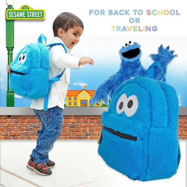 Alt view image 5 of 7 - Toddler Cookie Monster Backpack, Back to School Bookbag for Toddler, Plush Zippered Bag