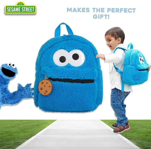 Alt view image 6 of 7 - Toddler Cookie Monster Backpack, Back to School Bookbag for Toddler, Plush Zippered Bag